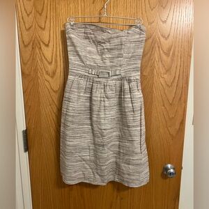 BANANA REPUBLIC Womens Size 4 Strapless Dress Heathered Striped Linen Cotton EUC